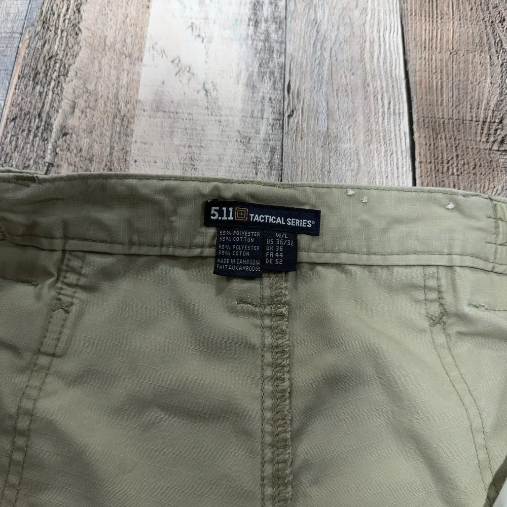 5.11 Tactical Pants Men 36x32 Khaki‎ Cargo Ripstop Outdoors Hiking Workwear